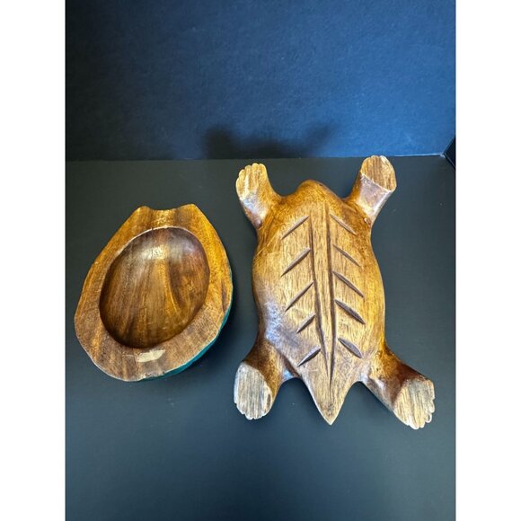 Hand-Carved & Painted Wooden Turtle Trinket Box Sea Ocean Beach Decor - Picture 11 of 16